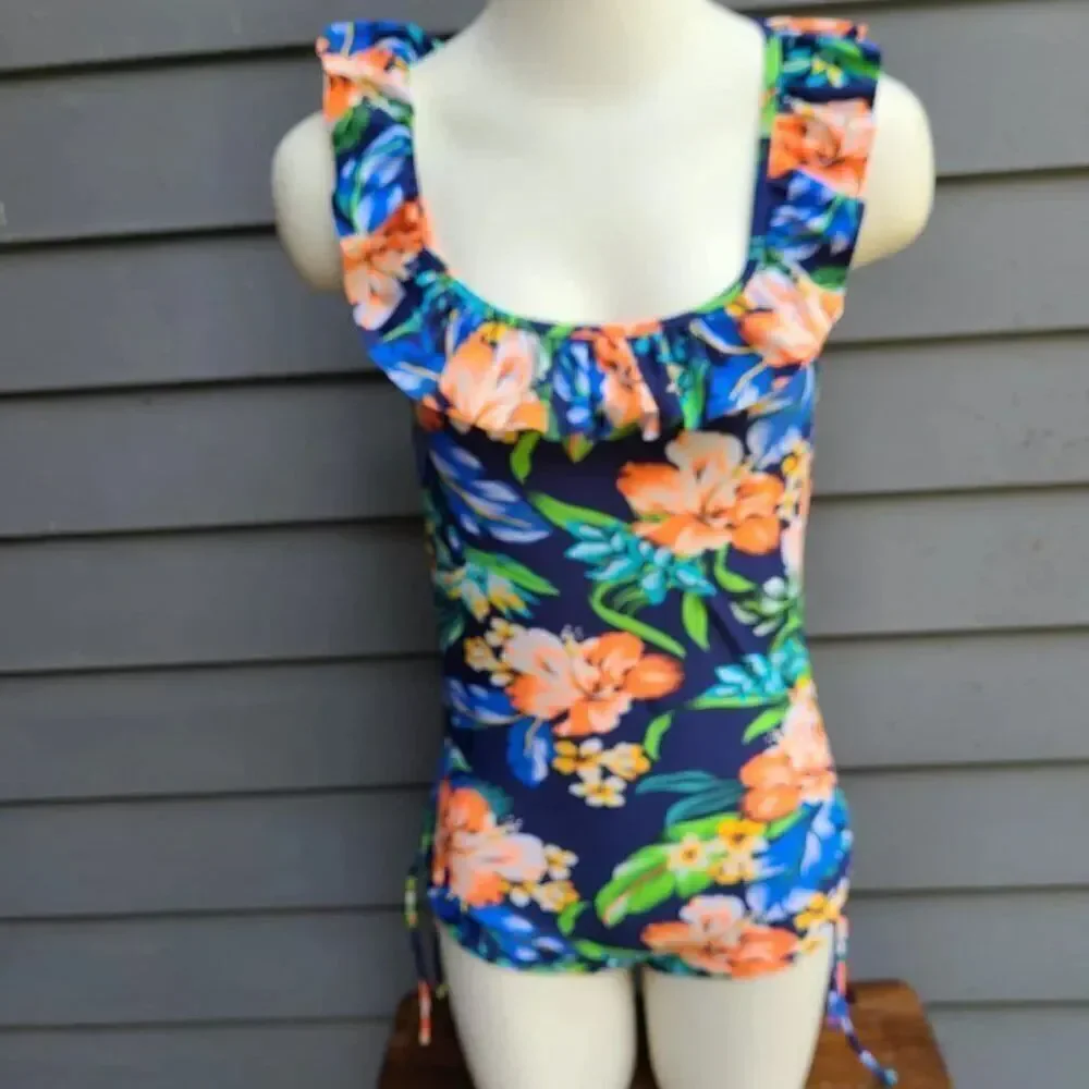 Kalawalk Girls Floral Pattern Swim One Piece size 14
